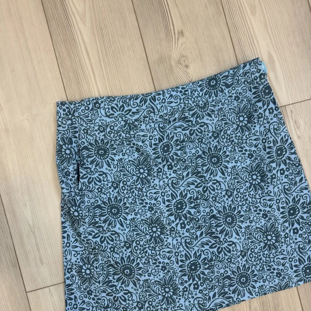 RipSkirt Skirt Large Length 2 Blue Floral‎ A Line Stretch Travel Pockets Casual